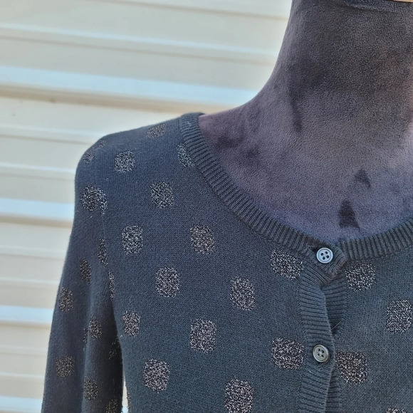 Old Navy Black Metallic Polka Dot Cardigan Sweater Women’s Cotton Blend Sz XS - Picture 8 of 8
